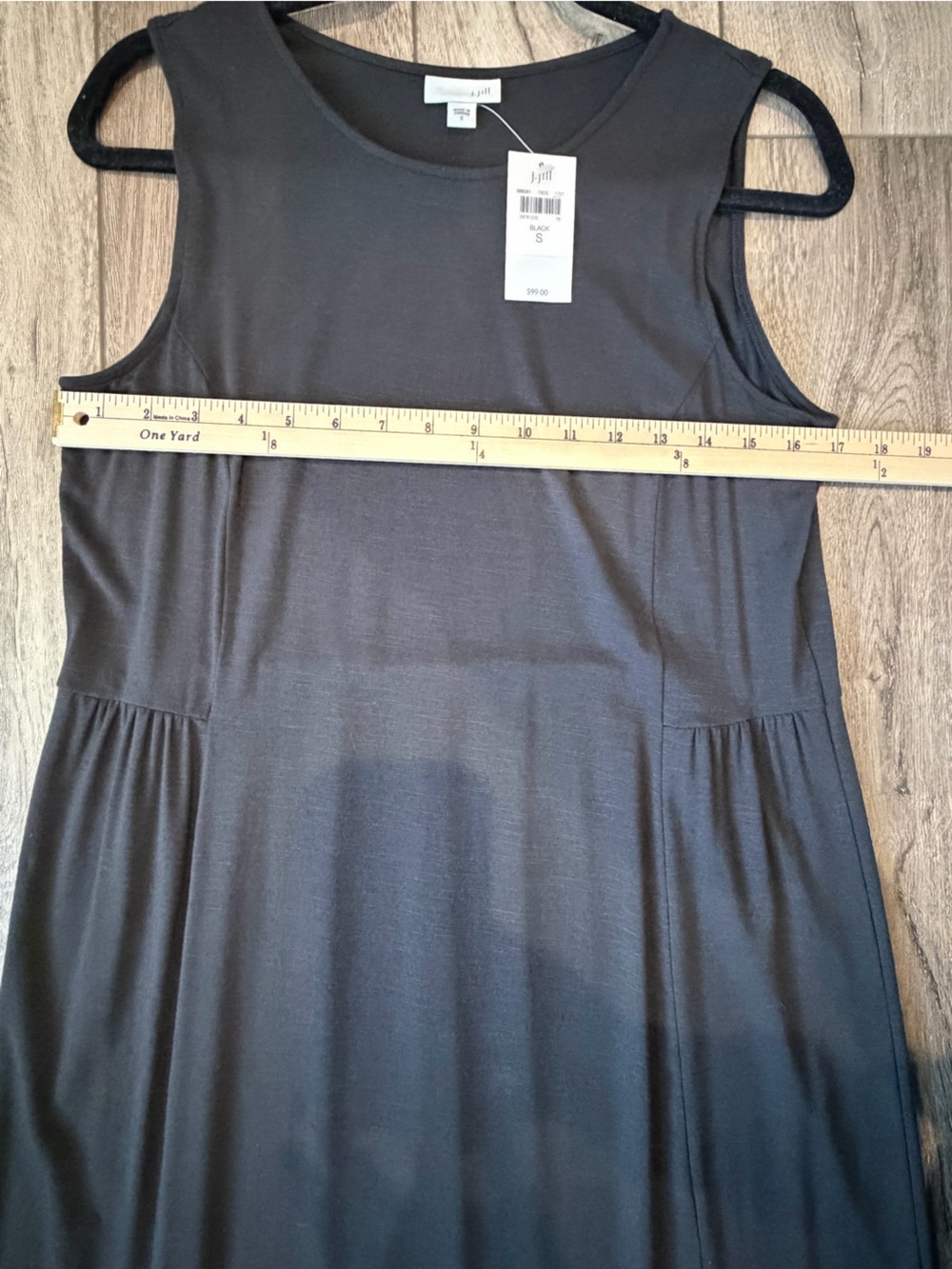 🆕 J. Jill Sleeveless Classic Comfy Scoop Neck Drop Waist Black Maxi Dress (S) - Picture 7 of 10